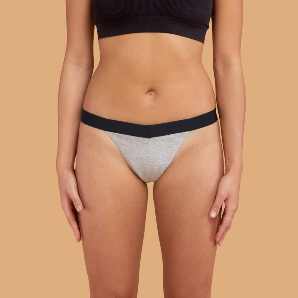 Thinx Grey Cotton Thong Size S (washed, with tags!)